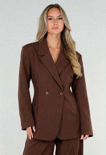 NEW190826 Bruine Double Breasted Blazer