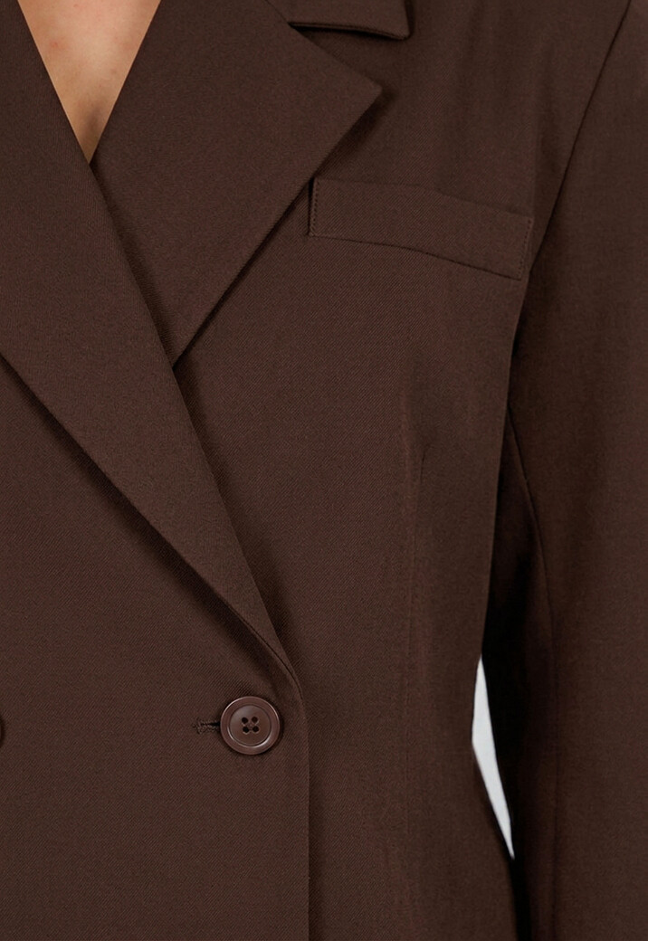 Bruine Double Breasted Blazer met Reverskraag