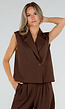 Bruin Mouwloos Gilet met Double Breasted Knoopsluiting