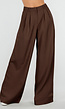 Bruine Tall Wide Leg Broek met Plooien