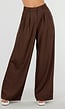 Bruine Wide Leg Pantalon met Hoge Taille en Plooien