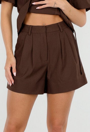 NEW190826 Donkerbruine Plooi Short