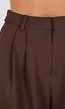 Donkerbruine Plooi Short met Elastische Tailleband