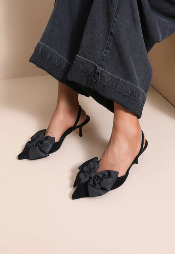 Zwarte Slingback Pumps met Strik