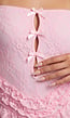 Roze Kanten Body met Lange Mouwen, Strikjes en Choker