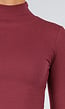 Bordeaux Rib Midi Jurk met Col en Lange Mouwen
