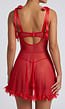 Rode Transparante Babydoll Lingerieset met Bloemenrand