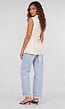 Lichtbeige Mouwloos Gilet met Revers en Tailleriem