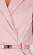 Roze Mouwloze Playsuit met Revers, Riem, Rits en Stretch