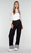 Donkerblauwe Denim Stretch Jeans met Straight Leg en Brede Omslag