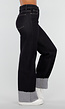 Donkerblauwe Denim Stretch Jeans met Straight Leg en Brede Omslag
