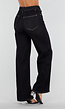 Donkerblauwe Denim Stretch Jeans met Straight Leg en Taillekoord