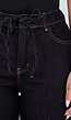 Donkerblauwe Denim Stretch Jeans met Straight Leg en Taillekoord