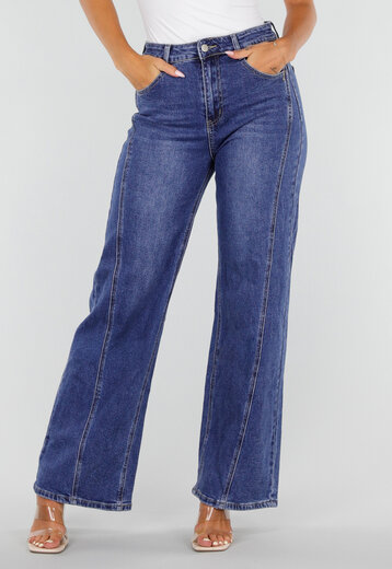 Blauwe High Waist Wide Leg Jeans