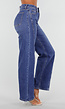 Blauwe High Waist Wide Leg Jeans met Sierstiksels en Zakken