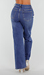 Blauwe High Waist Wide Leg Jeans met Sierstiksels en Zakken