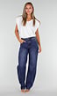 Blauwe Denim Tall Barrel Jeans met Hoge Taille en Lange Pijpen