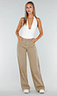 Beige Denim Tall Jeans met Straight Leg en Hoge Taille