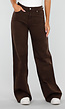 Bruine Denim Tall Jeans met Straight Leg, Hoge Taille en Lange Pijpen