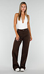 Bruine Denim Tall Jeans met Straight Leg, Hoge Taille en Lange Pijpen