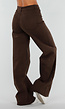 Bruine Denim Tall Jeans met Straight Leg, Hoge Taille en Lange Pijpen