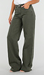Donkergroene Denim Tall Jeans met Straight Leg, Hoge Taille en Lange Pijpen