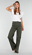 Donkergroene Denim Tall Jeans met Straight Leg, Hoge Taille en Lange Pijpen