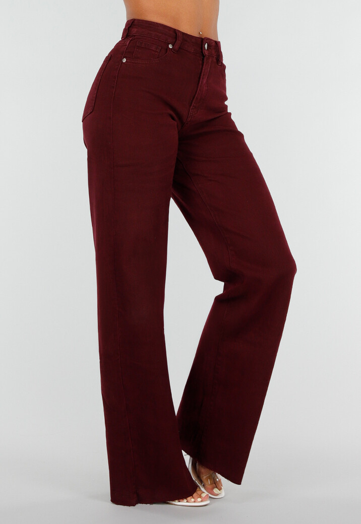Bordeauxrode Denim Tall Jeans met Straight Leg en Extra Lange Pijpen