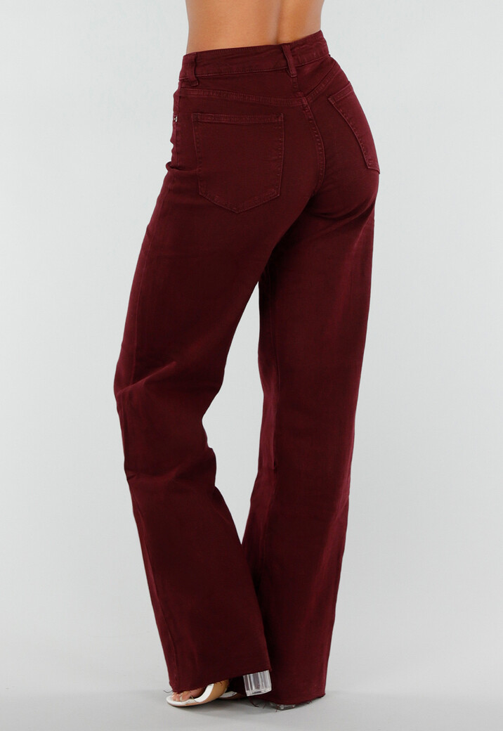 Bordeauxrode Denim Tall Jeans met Straight Leg en Extra Lange Pijpen