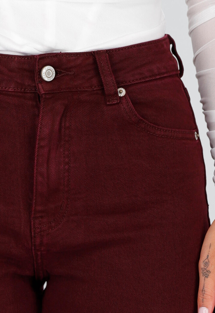 Bordeauxrode Denim Tall Jeans met Straight Leg en Extra Lange Pijpen