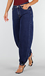 Donkerblauwe Denim Barrel Jeans met Wijde Pijpen en Elastische Enkelboorden