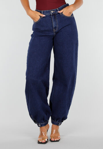 NEW020926 Donkerblauwe Denim Barrel Jeans