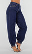 Donkerblauwe Denim Barrel Jeans met Wijde Pijpen en Elastische Enkelboorden