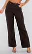 Donkerbruine Denim Straight Leg Jeans met Zwarte Stippen en Hoge Taille