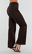Donkerbruine Denim Straight Leg Jeans met Zwarte Stippen en Hoge Taille