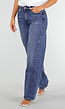 Blauwe Denim Straight Leg Jeans met Hoge Taille en Rechte Pijpen