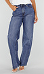 Blauwe Denim Straight Leg Jeans met Hoge Taille en Rechte Pijpen