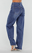 Blauwe Denim Straight Leg Jeans met Hoge Taille en Rechte Pijpen