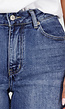 Blauwe Denim Straight Leg Jeans met Hoge Taille en Rechte Pijpen