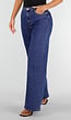 Blauwe Denim Wide Leg Jeans met Zwarte Kanten Achterzakken