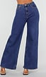 Blauwe Denim Wide Leg Jeans met Zwarte Kanten Achterzakken