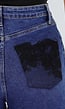 Blauwe Denim Wide Leg Jeans met Zwarte Kanten Achterzakken