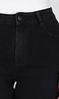Zwarte Denim Straight Leg Jeans met Brede Omslag