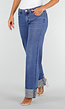 Blauwe Denim Straight Leg Jeans met Glitter Omslag