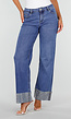 Blauwe Denim Straight Leg Jeans met Glitter Omslag