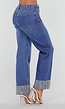 Blauwe Denim Straight Leg Jeans met Glitter Omslag