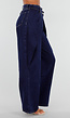 Donkerblauwe Wide Leg Jeans met Overslag Tailleband En Zakken