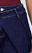 Donkerblauwe Wide Leg Jeans met Overslag Tailleband En Zakken