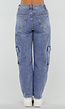 Blauwe Denim Barrel Cargo Jeans met Zijzakken