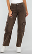 Bruine Denim Cargo Barrel Jeans met Zijzakken
